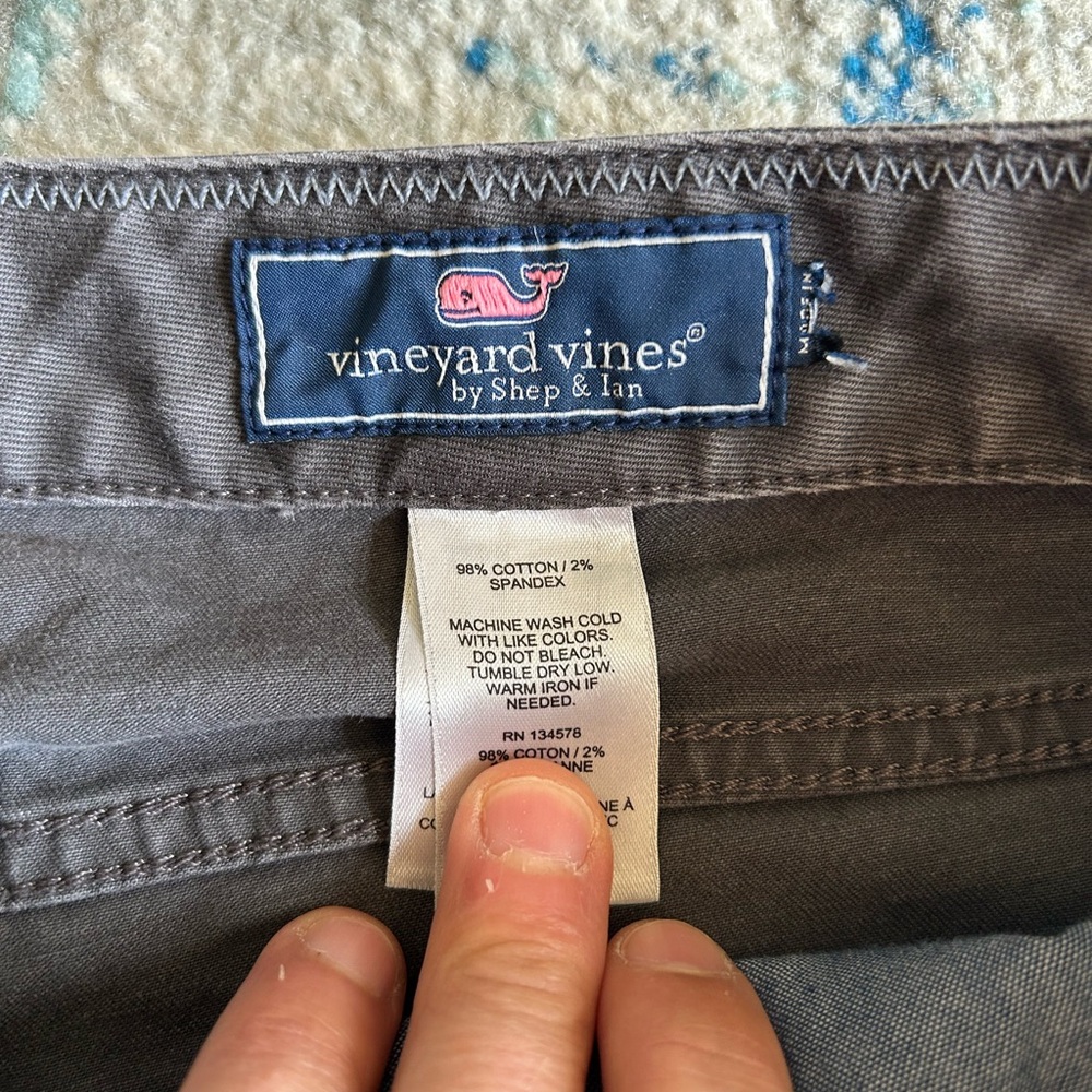 Vineyard Vines Charcoal Pants with Brown Patch